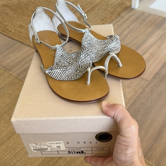 Free People New Lola Cruz Flat metallic Silver rhinestone sandal. Super Chic❤️🌈 - Picture 10 of 12